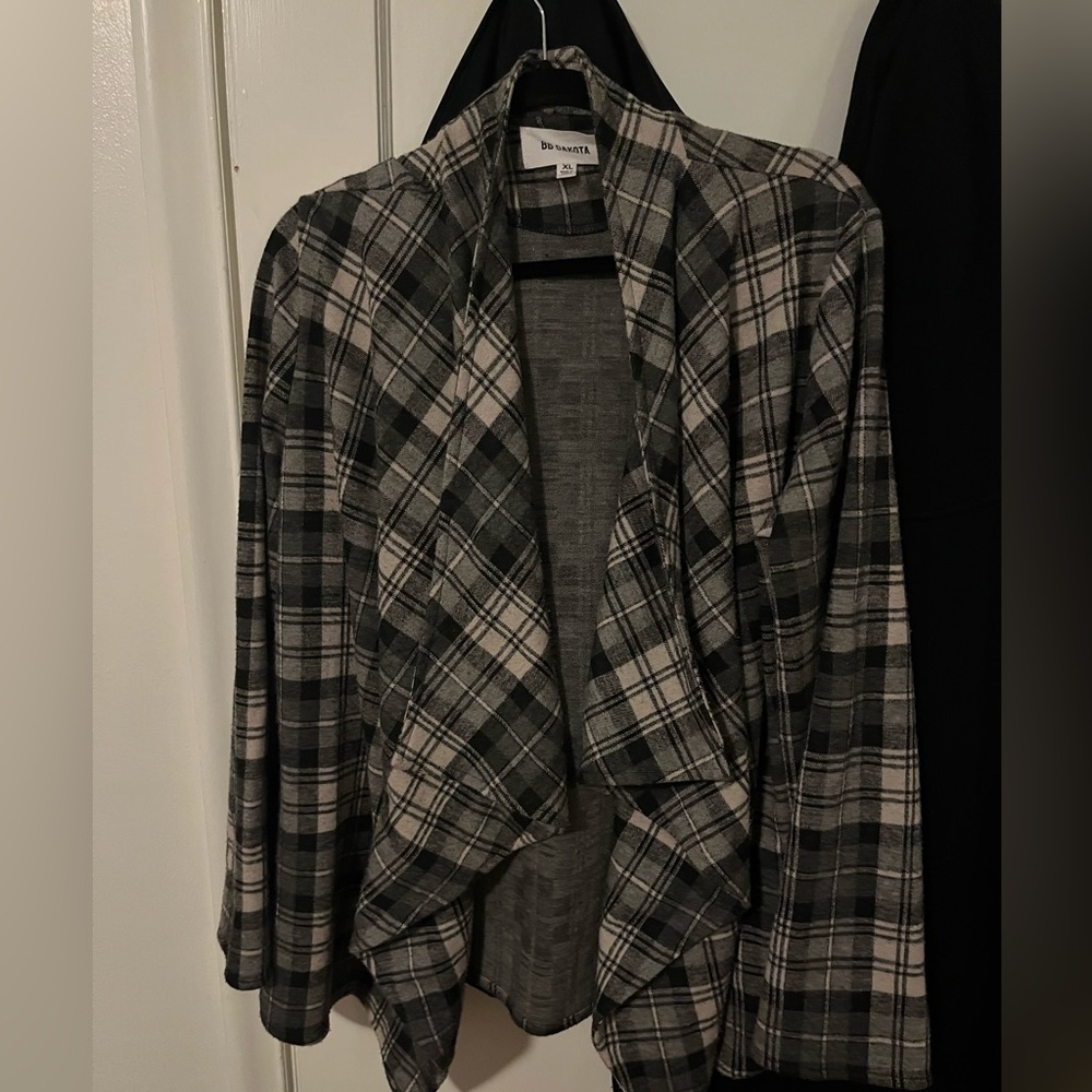 Draped plaid cardigan